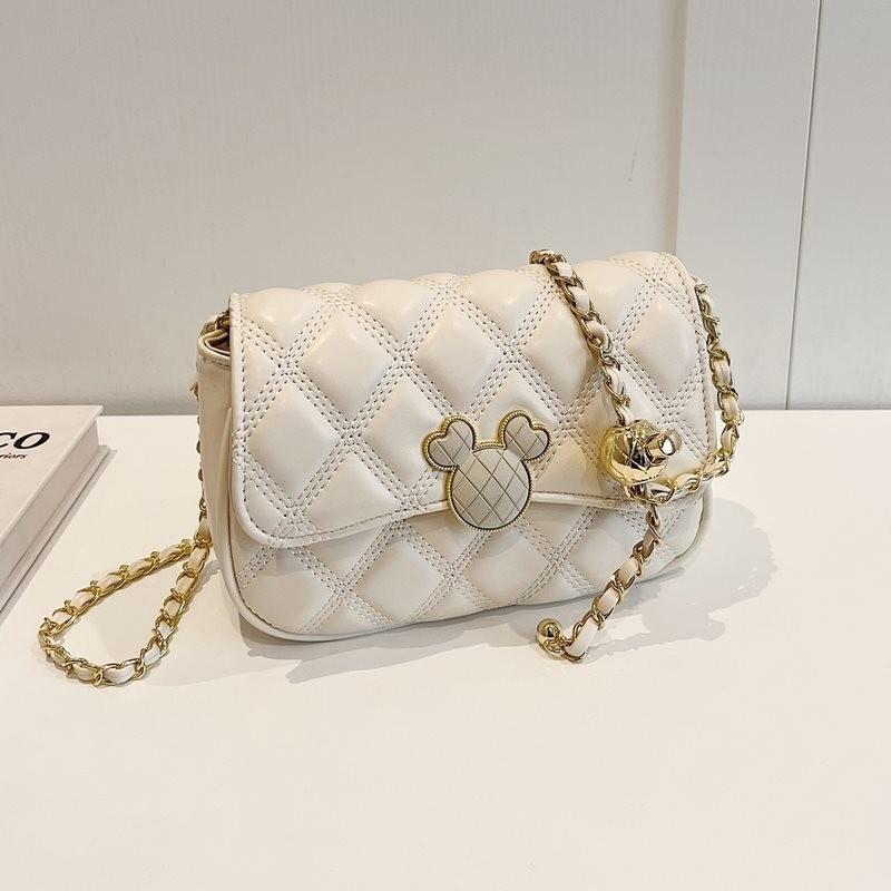 Stylish Casual Quilted Chain Crossbody Bag Soft Material For Trendy Everyday Use белый