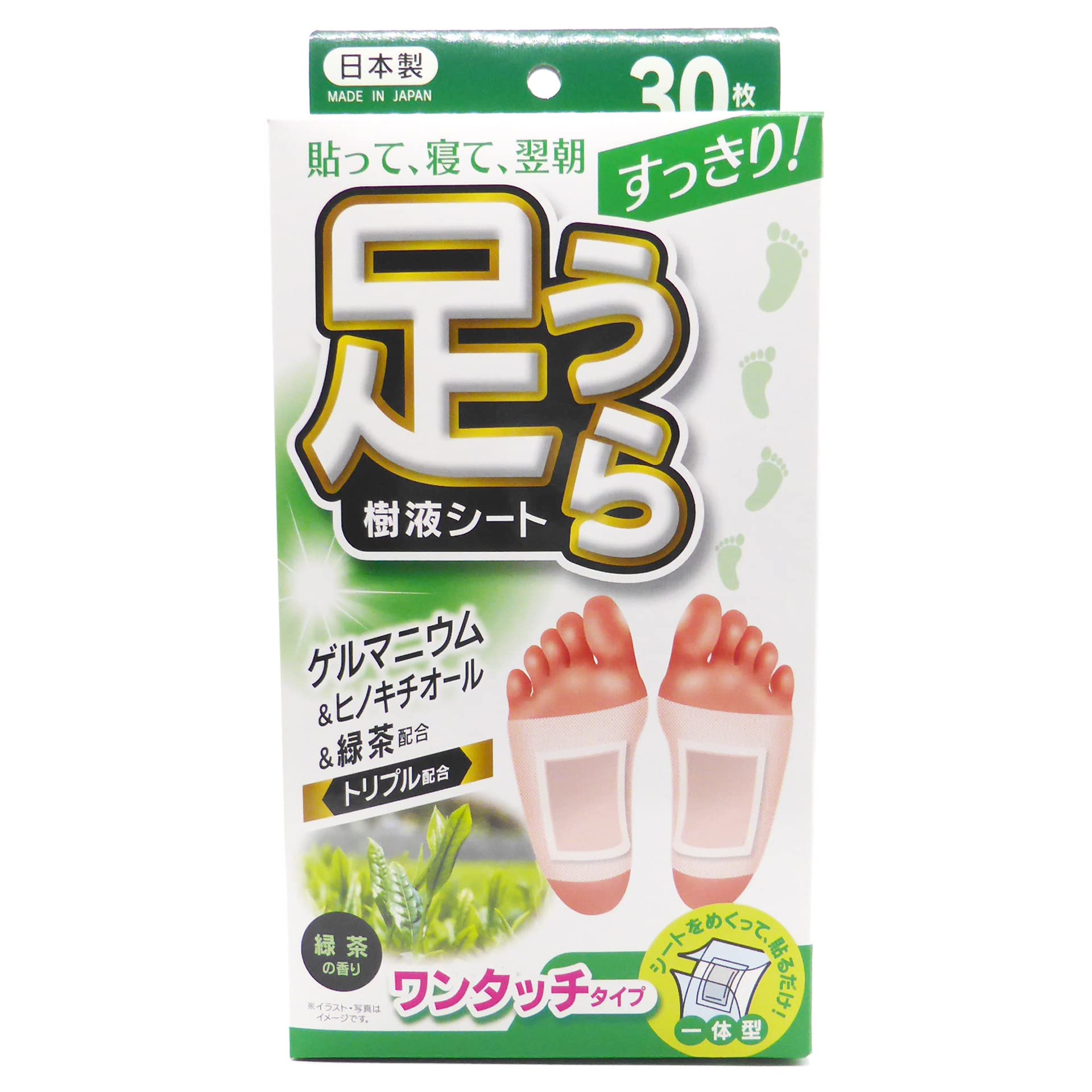 

Refreshing Foot Sap Green Tea Made in 30 Sheets T.H.T. Sheets, One-Touch Type, Scent, Japan,