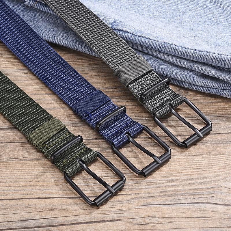 Porous And Durable Pin Buckle Belt Men'S Canvas Sports Men'S Belt Student Outdoor Military Training Jeans Belt