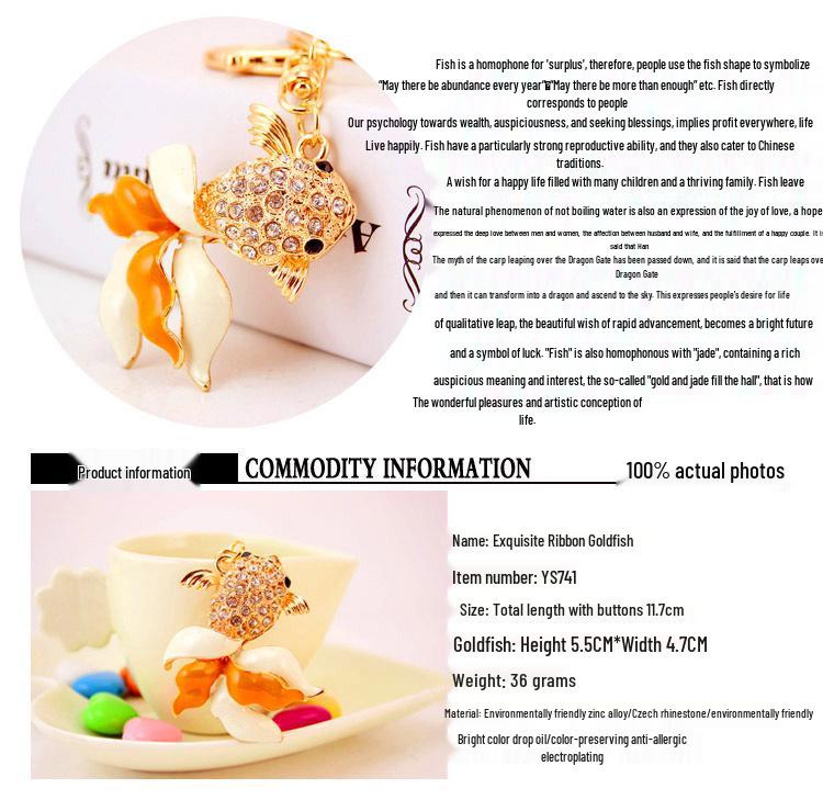 Goldfish Drip Oil Keychain: Sea Animal Metal Pendant, Carp Jewelry Gift