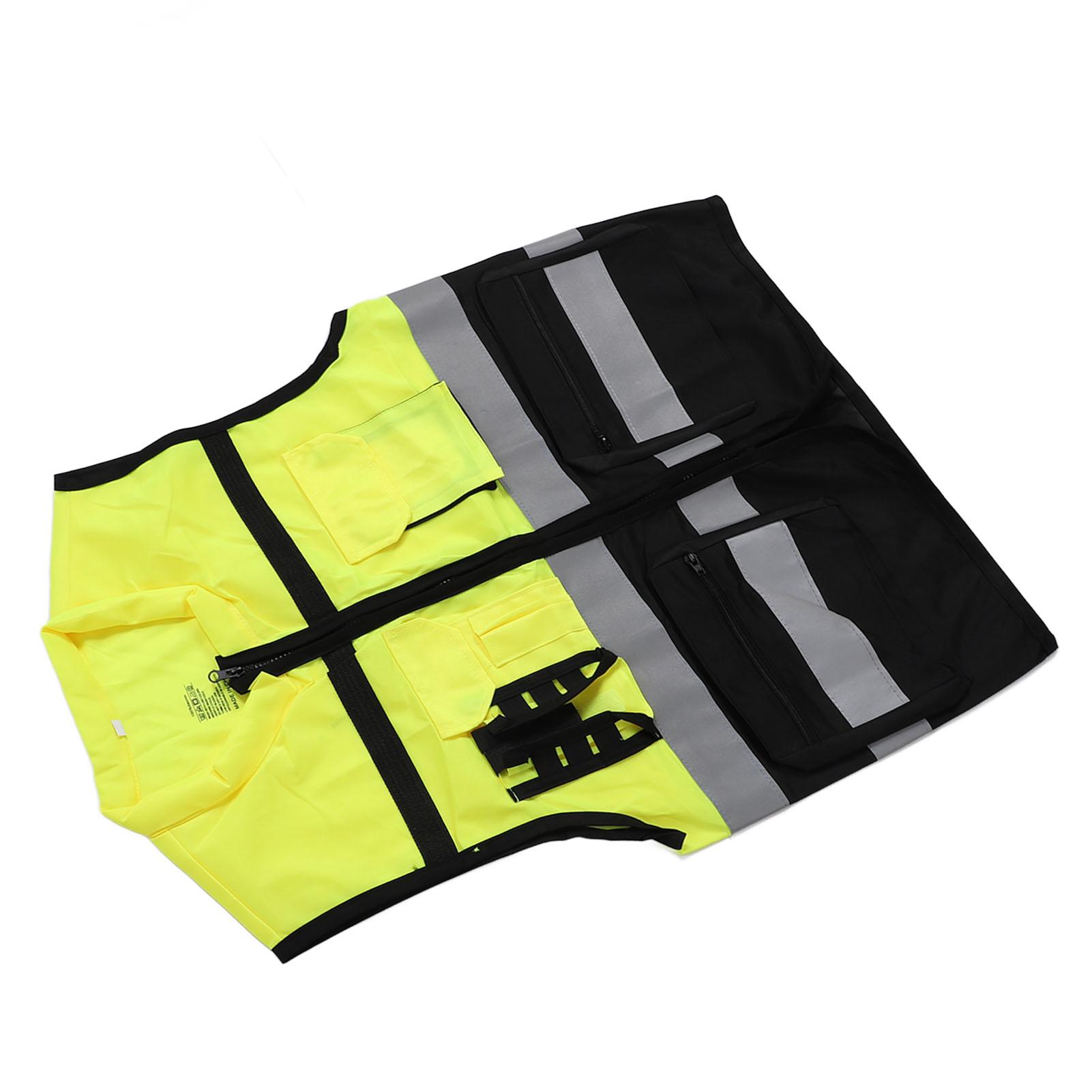 

Reflective Safety Vest Multifunctional Adjustable Warp Knitting Cloth High Visibility Safety Vest