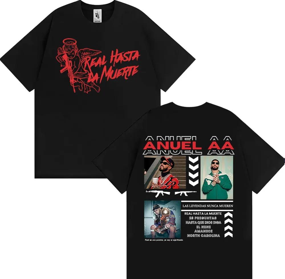 Rapparen Anuel AA Rhlm 2 Album 2025 Turné T-shirts Män Kvinnor Mode Hip Hop High Street Bomulls-sweatshirt Streetwear Plus Size