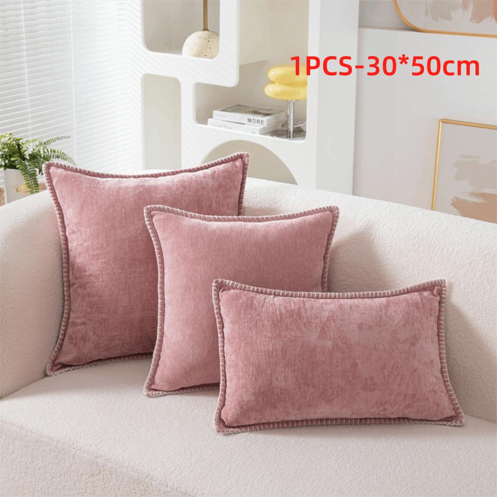 Simple Chenille Cushion Cover Solid Color Soft Throw Pillow Cover Velvet Multiple Size Decorative Pillowcase Seasonal Decor