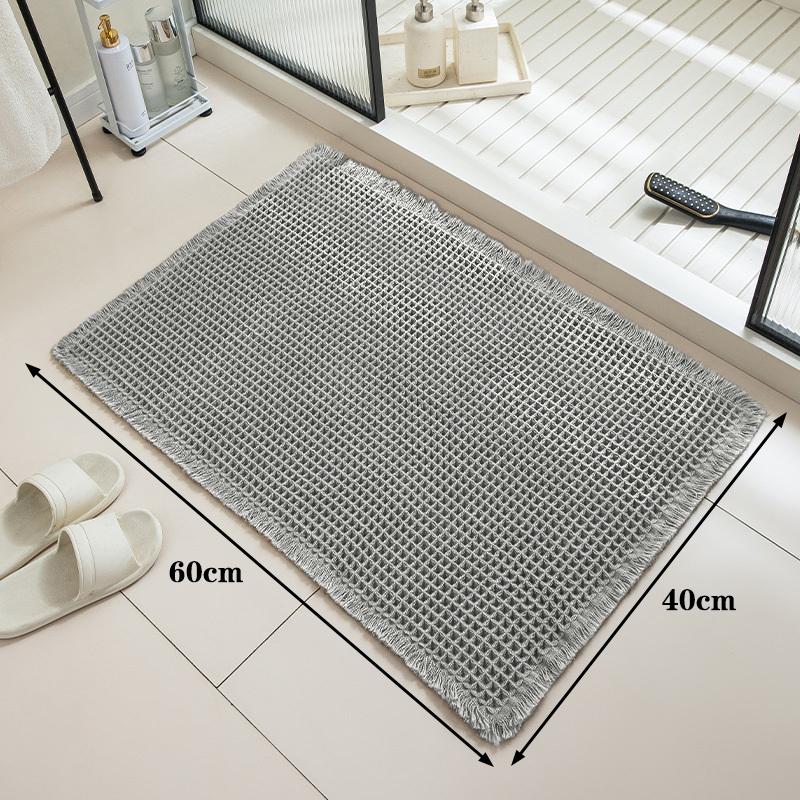 Waffle Bathroom Mat Non Slip Absorbent Bath Rug Soft Quick Dry Washable Doormat for Toilet Shower
