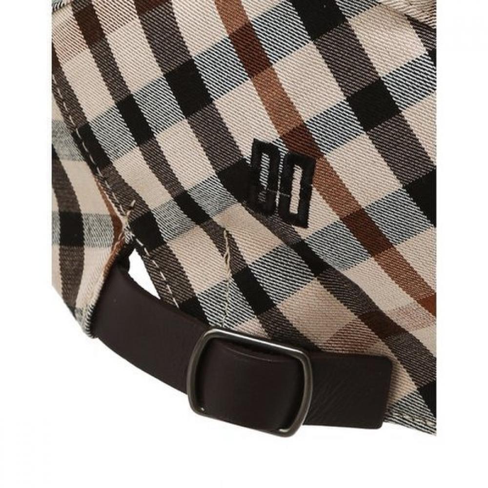 Daks Leather Brown Check Hunting Cap Size Adjustable Strap Dche6el01w2