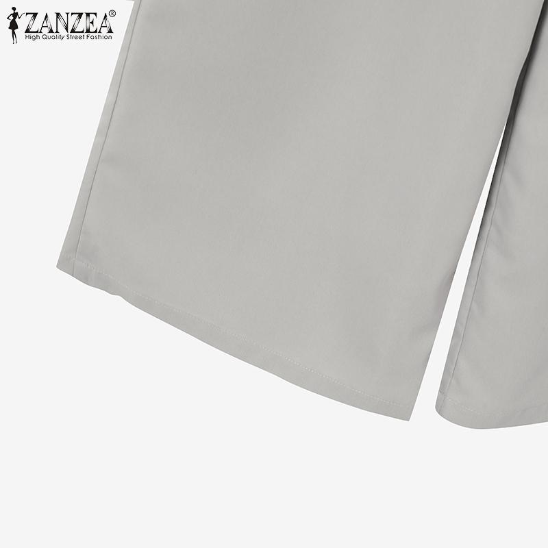 ZANZEA Bluză și pantaloni cu mânecă lungă pentru femei Seturi de costume casual din două piese