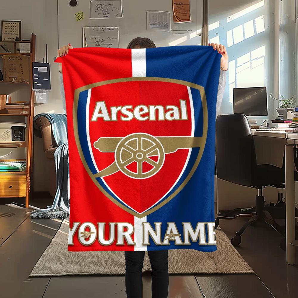 1PC Custom Name Arsenal Patterned Flannel Blanket Suitable For All Seasons for Home Decor Warmth and Comfort Gifts Holiday Present