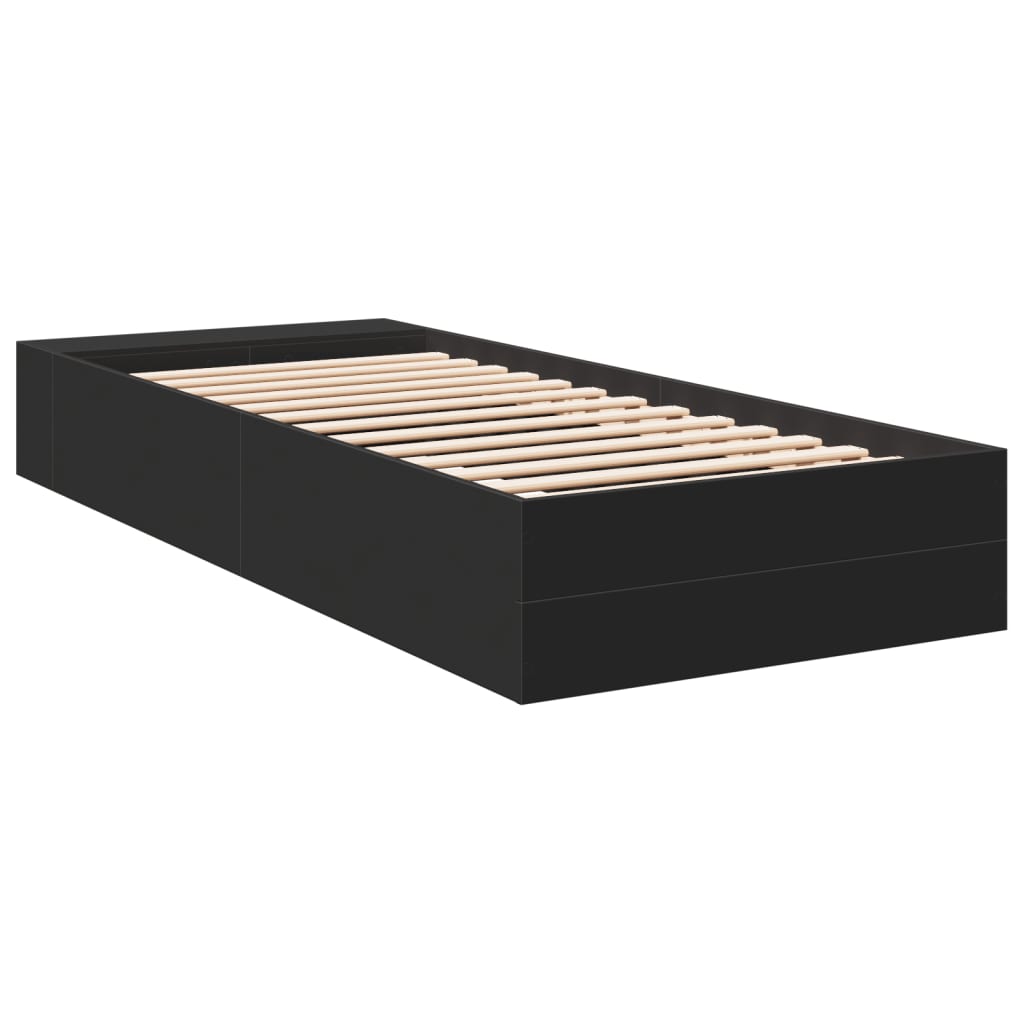 Bed Frame Black 75 x 190 cm Particleboard