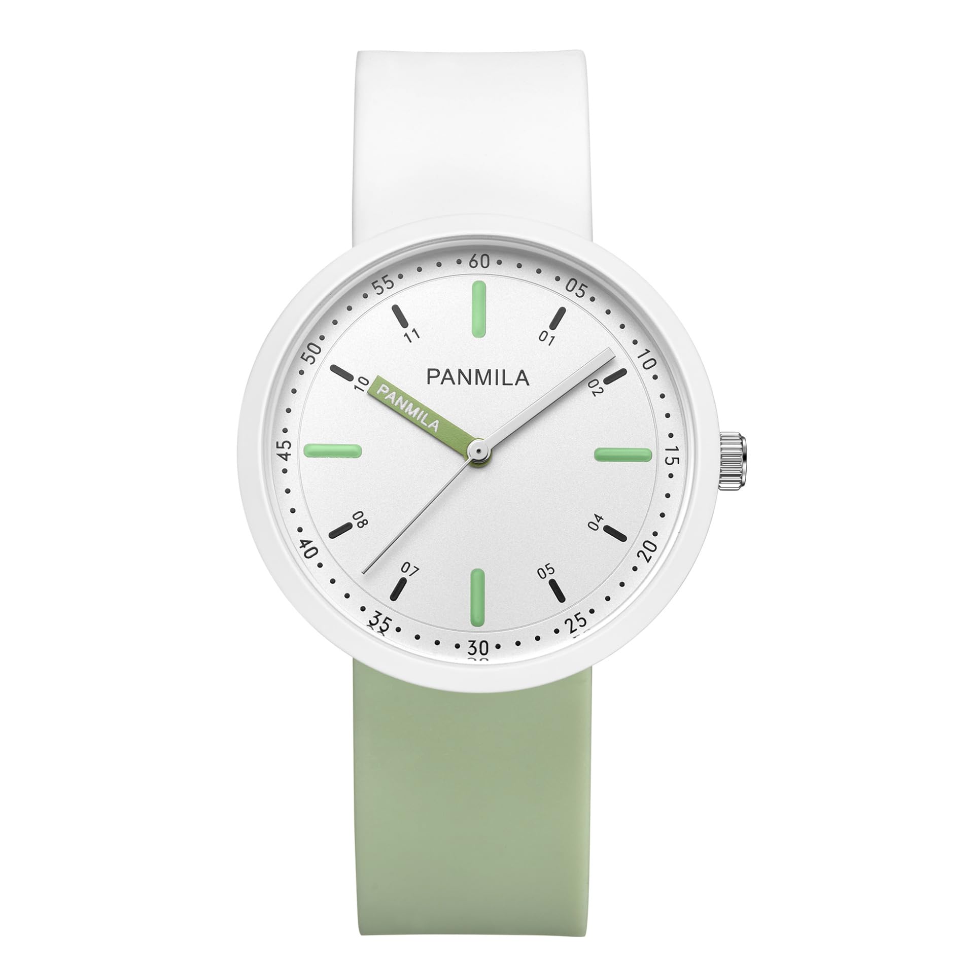 

Wristwatch analog silicone belt for women and men x (white green) зелений