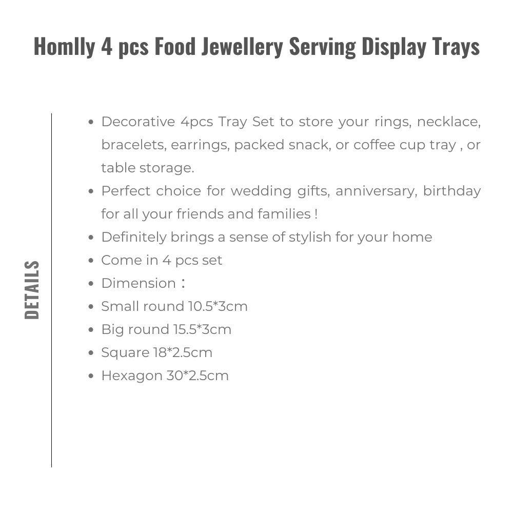 Homlly 4 pcs Food Jewellery Serving Display Trays