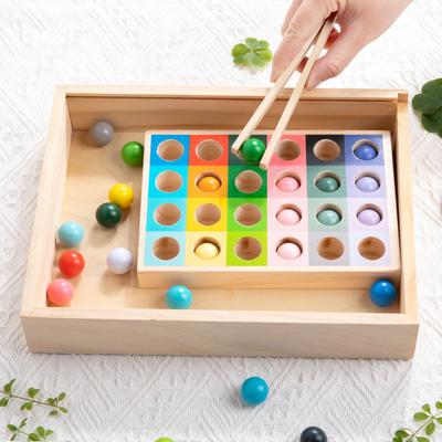 Wooden Children's Cognitive Color Gradual Change Color Matching Clip Beads Clip Ball Hand Eye Training Early Education Educational Toys