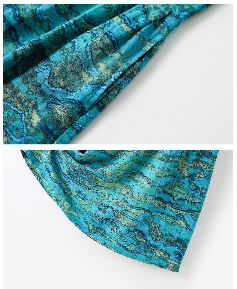 2025 Women's Summer Floral Cotton-Linen Mid-Length Slimming Dress