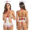 Women Sexy Miss Nurse Uniform Cosplay Lingerie Temptation Underwear Hollow Out Open Cups Exotic Bodysuit Jumpsuit Sexy Costumes