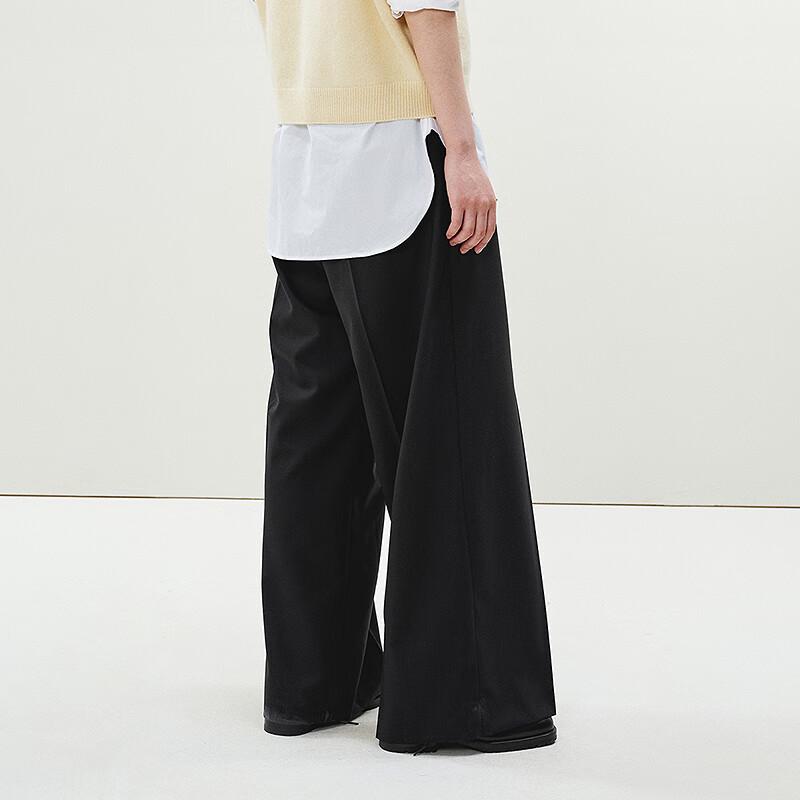 Less Spring 2025 Casual Merino Wool Wide-Leg Pants