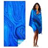 Boho Blue Wave Art Beach Towel, Quick Dry Soft Cotton, Zentangle Ocean Wave Design for Summer Pool Use Towels Bathroom
