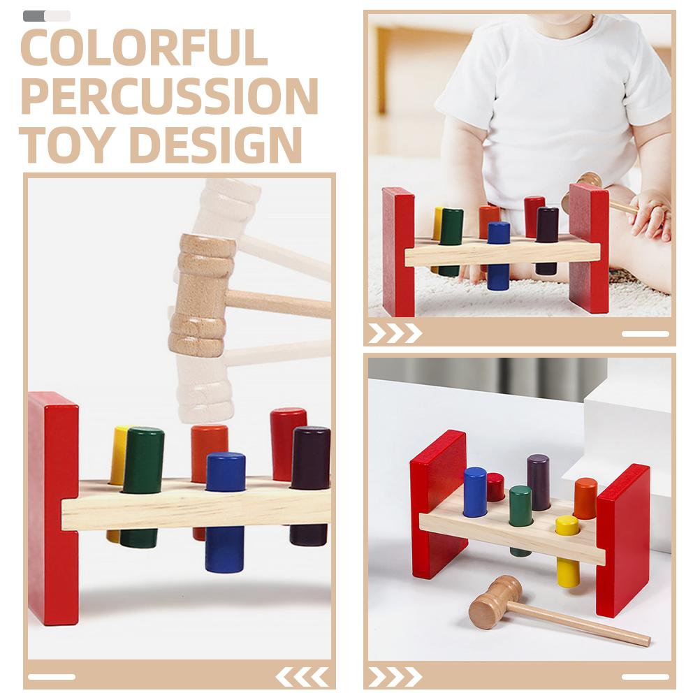 Montessori Wooden Hammer Toy Children Fine Motor Training Sensory Game Color Cognition Set Educational Toy For Autistic Children