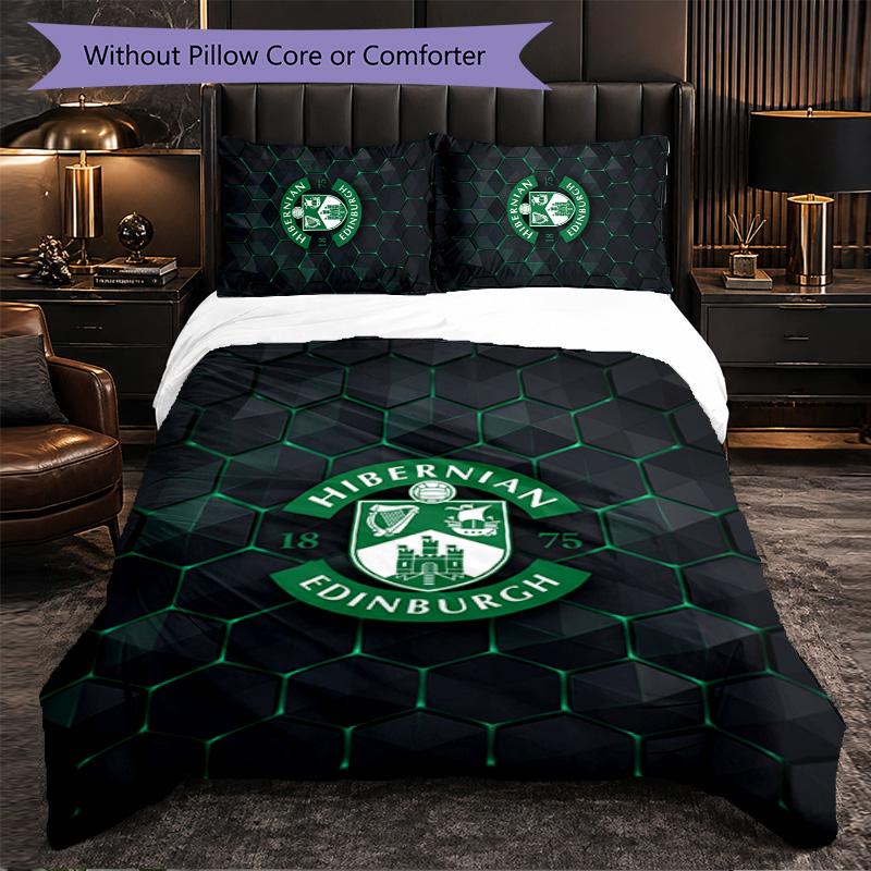 Biancheria da Letto a Tema Hibernian FC Set 3 Pezzi Copripiumino Biancheria da Letto Decorativa Per Stanza Adolescenti Decorazione Casa