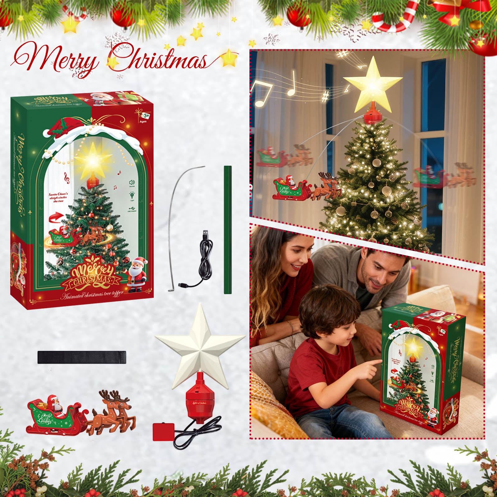 

Christmas Tree Topper Spinning Star Animated Funny Xmas Decoration With Musicians For Indoor Home Classroom Party Decor One Size