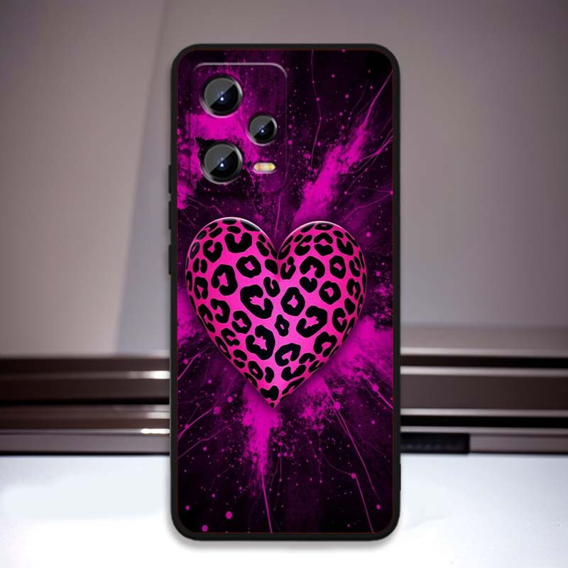 Luxurious Love Design Art Phone Case For Xiaomi Redmi Note 15 14 13 12 12S 11E 11 11S Pro Plus 4G 5G Black Soft TPU