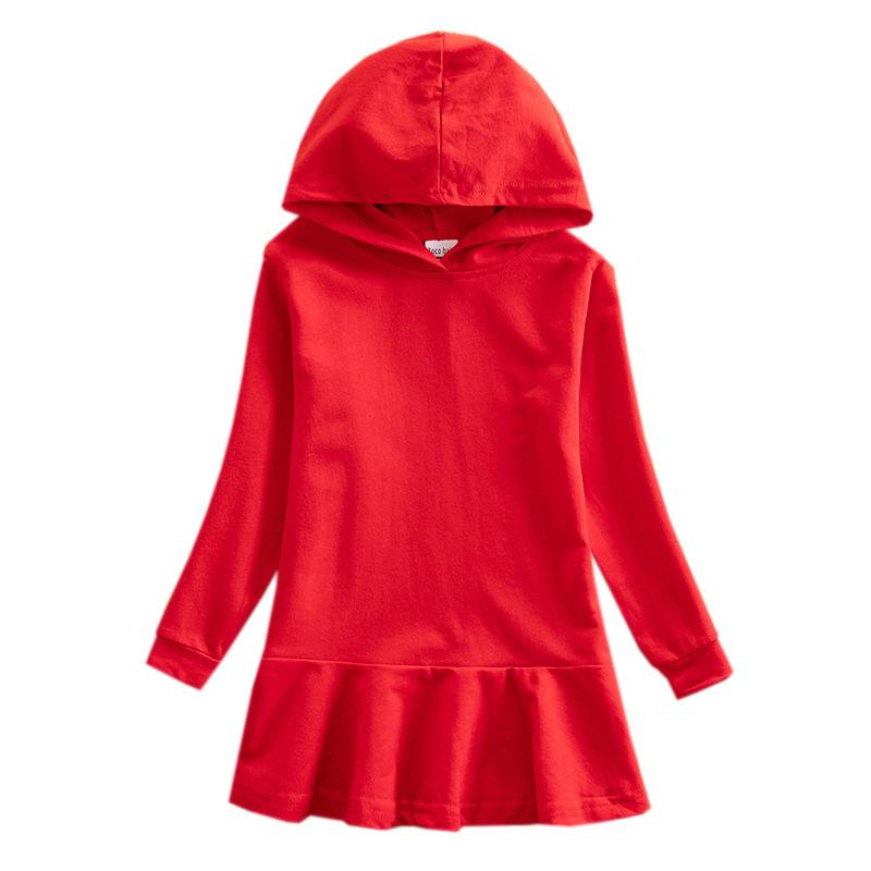 Spring Autumn Lotus Leaf Edge Cartoon Rainbow Girls' Dress Cotton Children's Long Sleeve Hoodie Hundred Fold Princess Dress