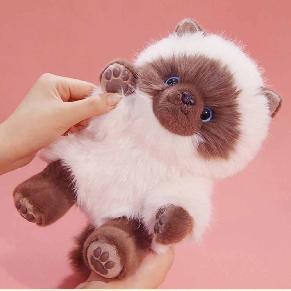 PP Cotton Plush Doll Pendant Soft Long Hair Cat Keyring Puppy Cat Plush Keychain  Girl