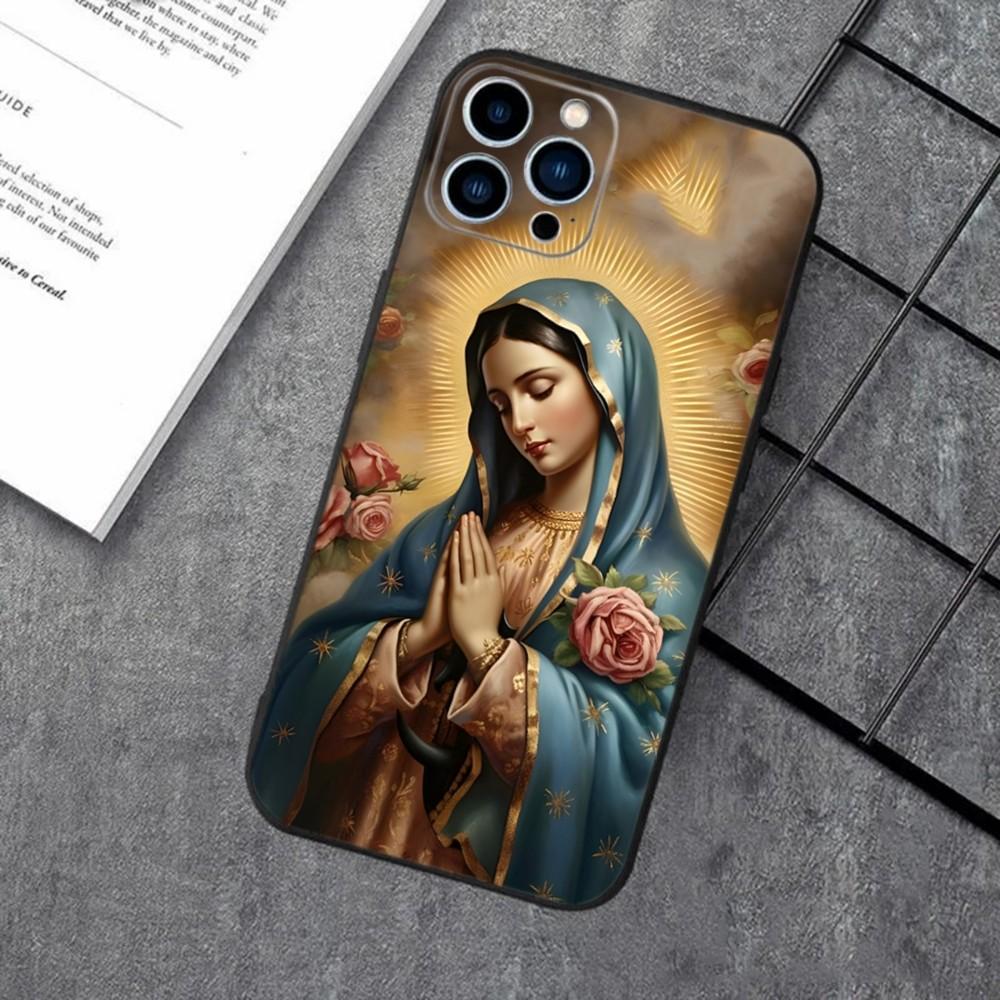Virgen Mary Virgin De Guadalupe Phone Case For Apple iPhone 15,14,13,12,11,XS,XR,X,8,7,Pro,Max,Plus,mini Silicone Black Cover