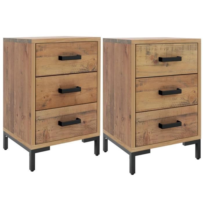 VidaXL Tables de chevet 2 pcs 36x30x54 cm Bois de pin massif 3120340