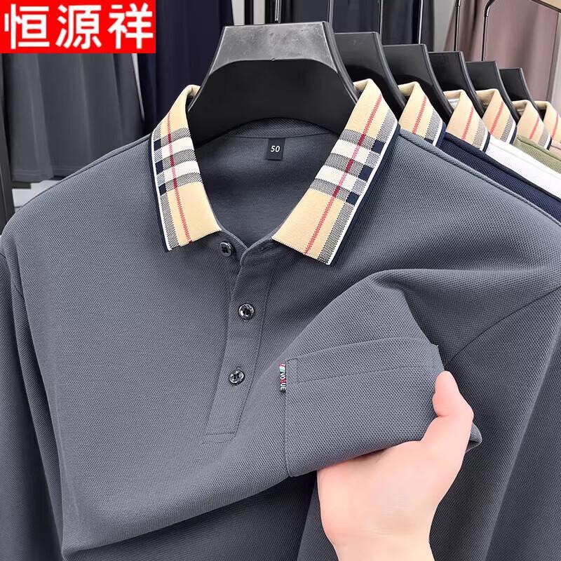 Hengyuanxiang Men s Long-Sleeve Polo Shirt 3XL
