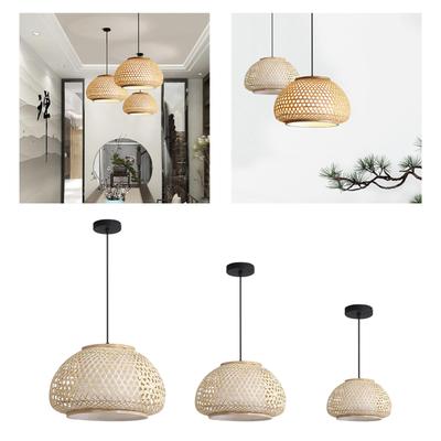 Bamboo Chandelier Rattan Pendant Lamp Ceiling Lighting Weave Lampshade Hanging Light Fixture