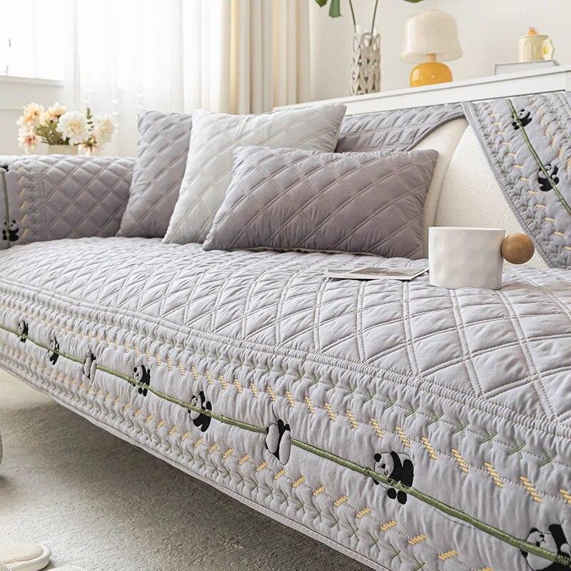 Pure Cotton Embroidered Sofa Cover L Shaped Couch Cushion Home Decoration Universal for All Seasons Sofa Cover Machine Washable