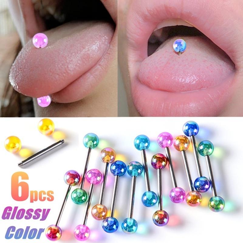 Buy Surgical Steel Glitter Tongue Piercing Ball Barbell Bar Tongue Ring