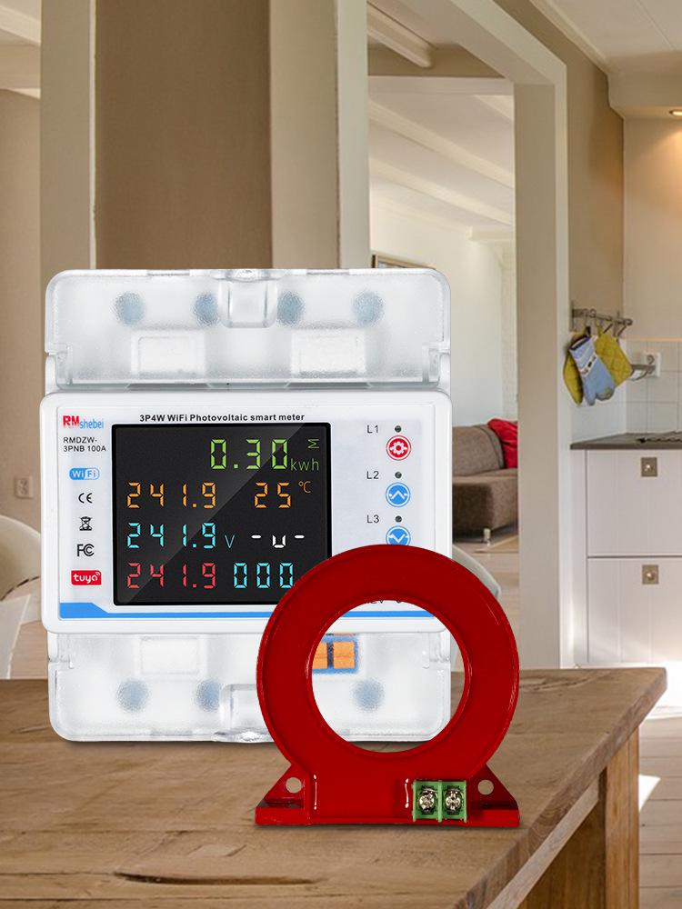 Smart Tuya 3-Phase WiFi Circuit Breaker with 4P, Color Screen, Remote Mobile Control, and Leakage Protection