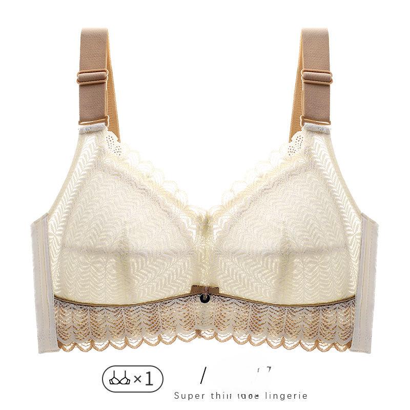 Large Size Female Summer Full Cup Thin Style No Underwire Large Breasts Show Small Sexy Lace Adjustment Type To Receive Auxiliary Milk Bra