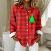 Women's Shirt Blouse Christmas Print Button Long Sleeve Casual Basic Shirt Collar Regular Top