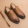 Luxusmarke Blockabsatz Lederschuhe Neue Loafer Herren Leder Dicksohlige Hochwertige Businessschuhe Designer Herrenschuhe