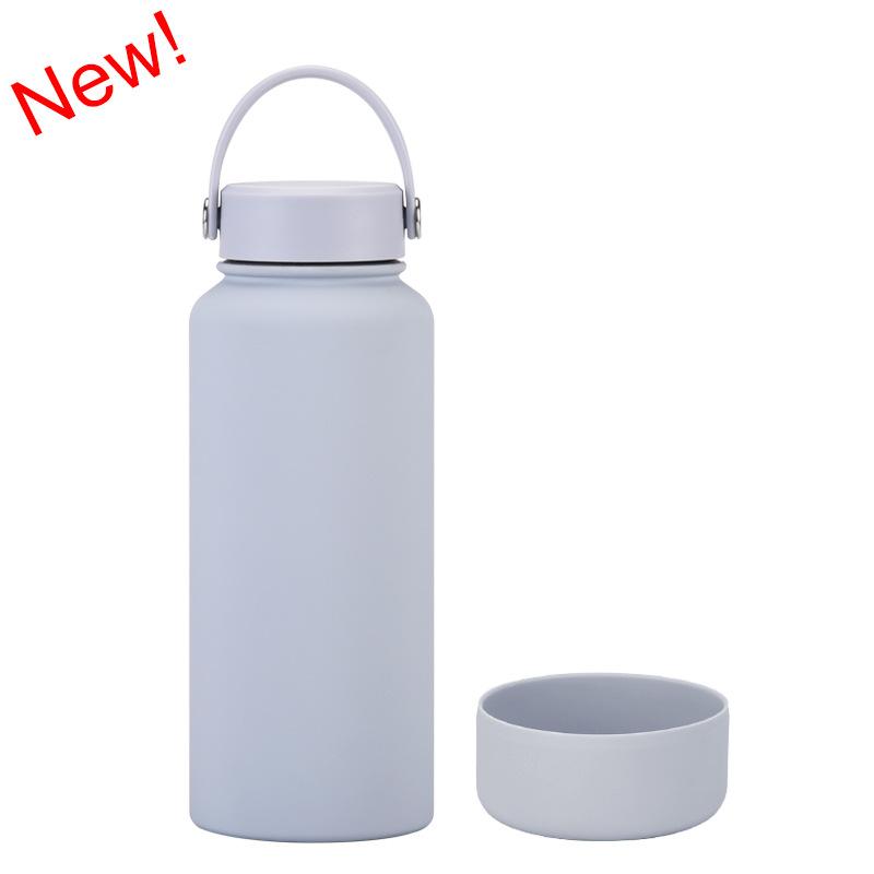1L Large-Capacity Thermos Cup With Non-Slip Bottom, Portable Outdoor Sports Kettle, Frosted Water Cup