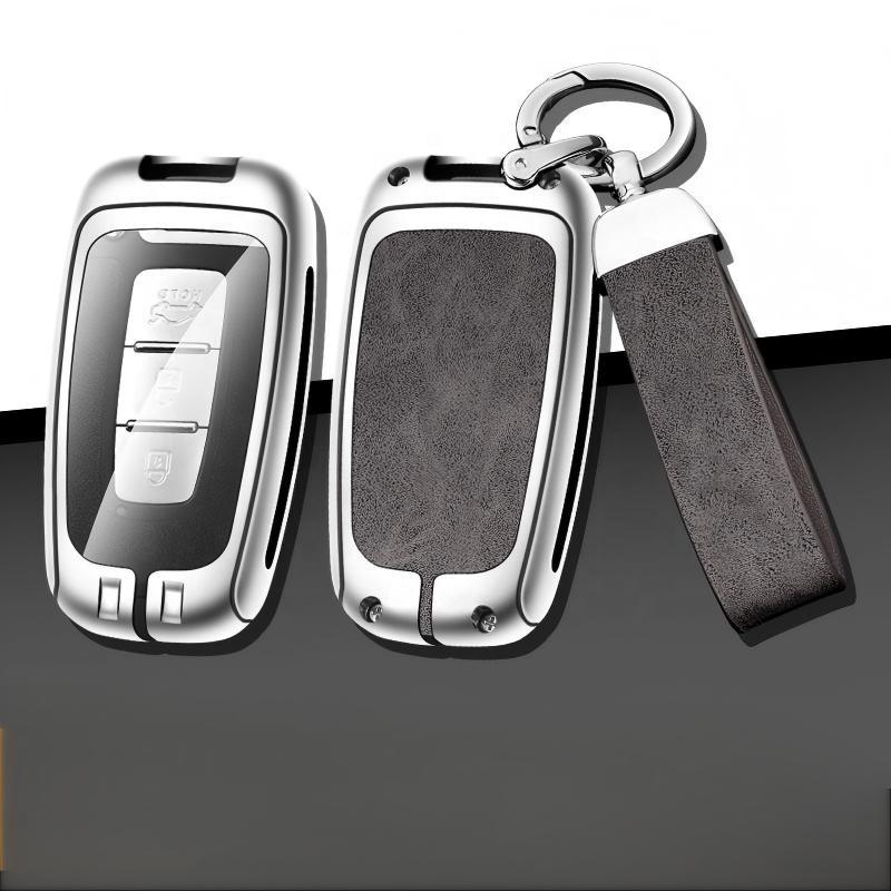 Car Interior Accessories Metal Leather Car Key Cover Flip Key Zinc Alloy Car Remote Key Bag for Hyundai