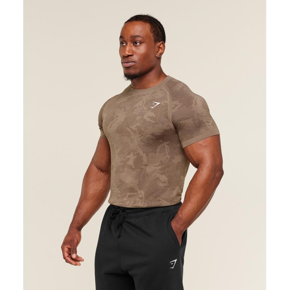 Gymshark Geo Seamless T shirT lifesTyle Brown    Archive Brown A5a2d Ndgn