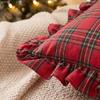 Ruffle Trim Throw Pillow Covers Tartan Plaid Cushion Covers Cozy Checkered Pillowcase  Indoor Use