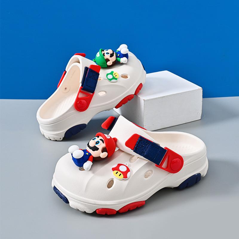 Sandale Slip-on Desen Animat Mario pentru Copii, Confortabile, din Spumă EVA, Încălțăminte de Plajă pentru Băieți