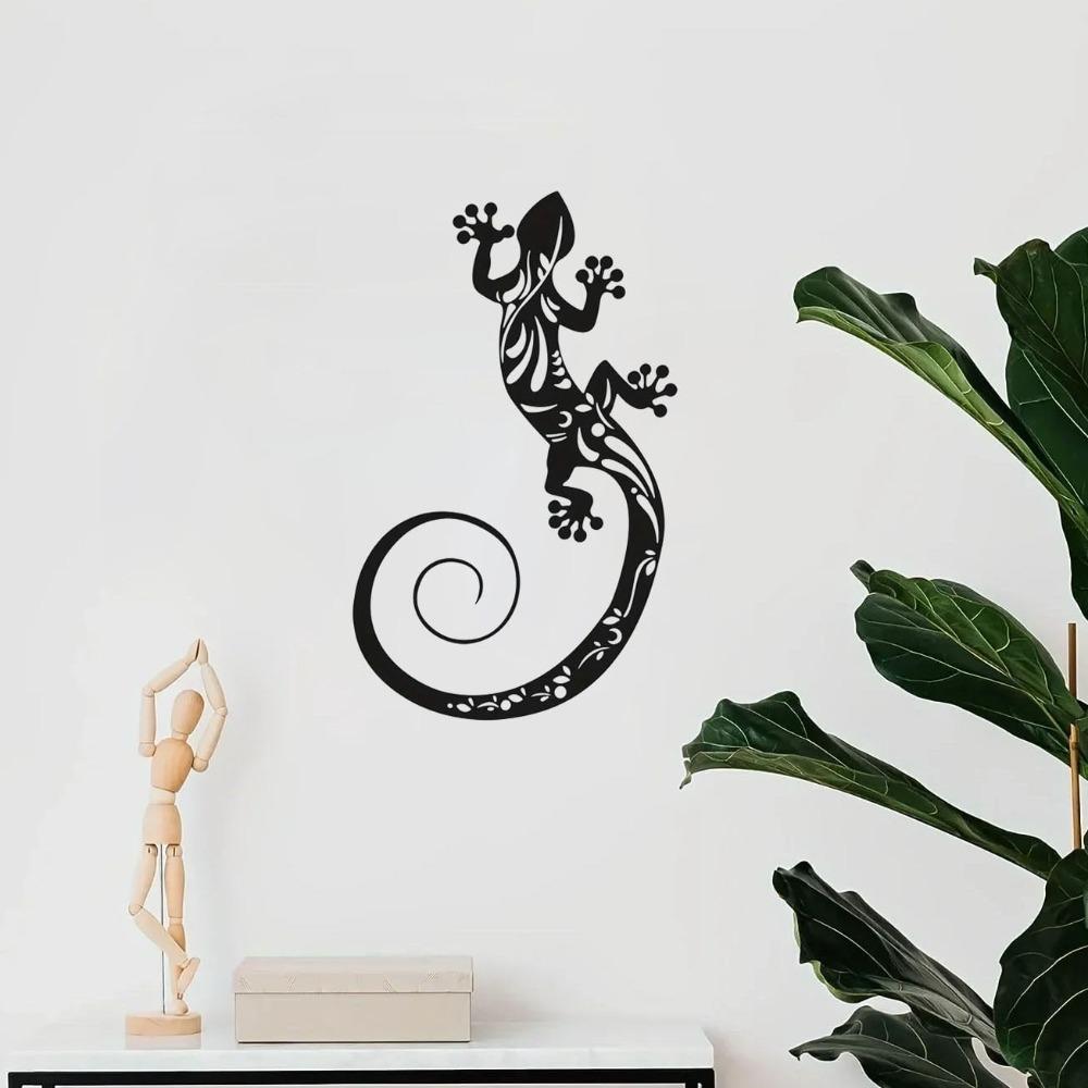

11.8 inch Gecko Iron Wall Hook Metal Hanging Decoration for Bedroom Living Room, Clean Lines Home Art
