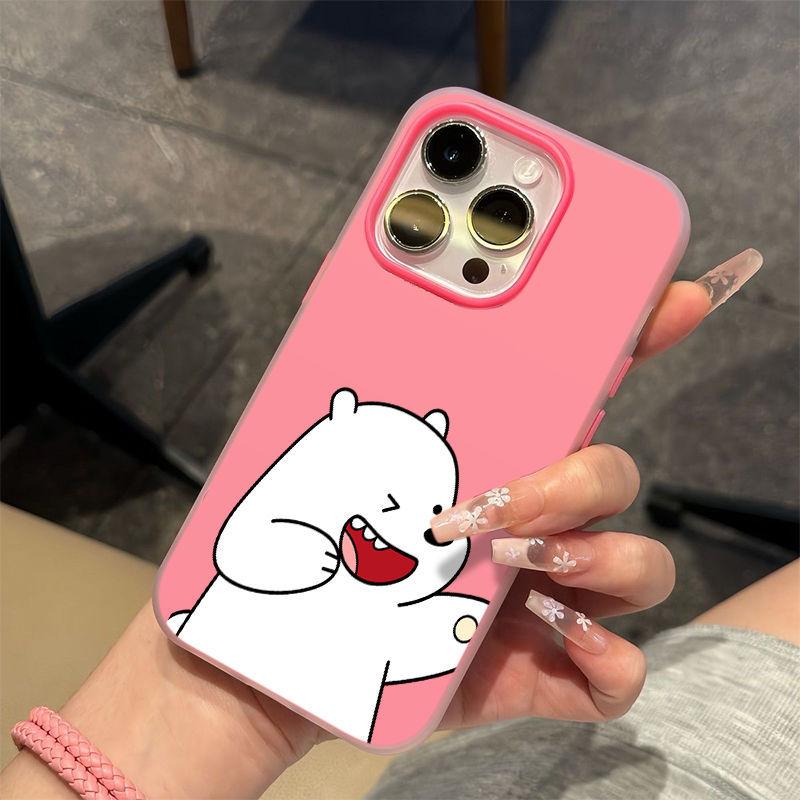 Simple White Bear Suitable for Apple 16/17promax Mobile Phone Case iPhone15 Skin Matte 14 Jelly Air Case
