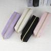 1 Stuk Corduroy Pennenbakje Vintage Eenvoudig Effen Kleur Grote Capaciteit Schrijfgerei Opbergtas Schoolbenodigdheden Organizer