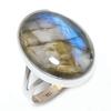 Natural Labradorite Gemstone Handmade 925 Solid Silver Jewelry Ring Size 8 Q5q54