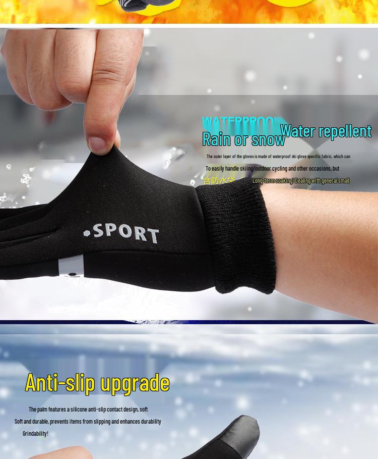 Korean Velvet Windproof Running and Cycling Gloves for Men & Women - Warm Autumn/Winter Outdoor Fitness & Mountaineering Protection