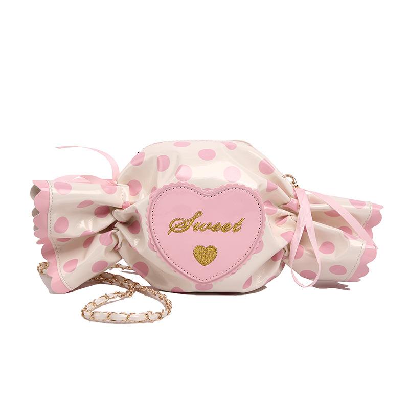 

Sweet Heart Ladies Chain Shoulder Bag Polka Dot Candy Women s Small Crossbody Bags Cute Pleated Female Ribbon Purse Handbags