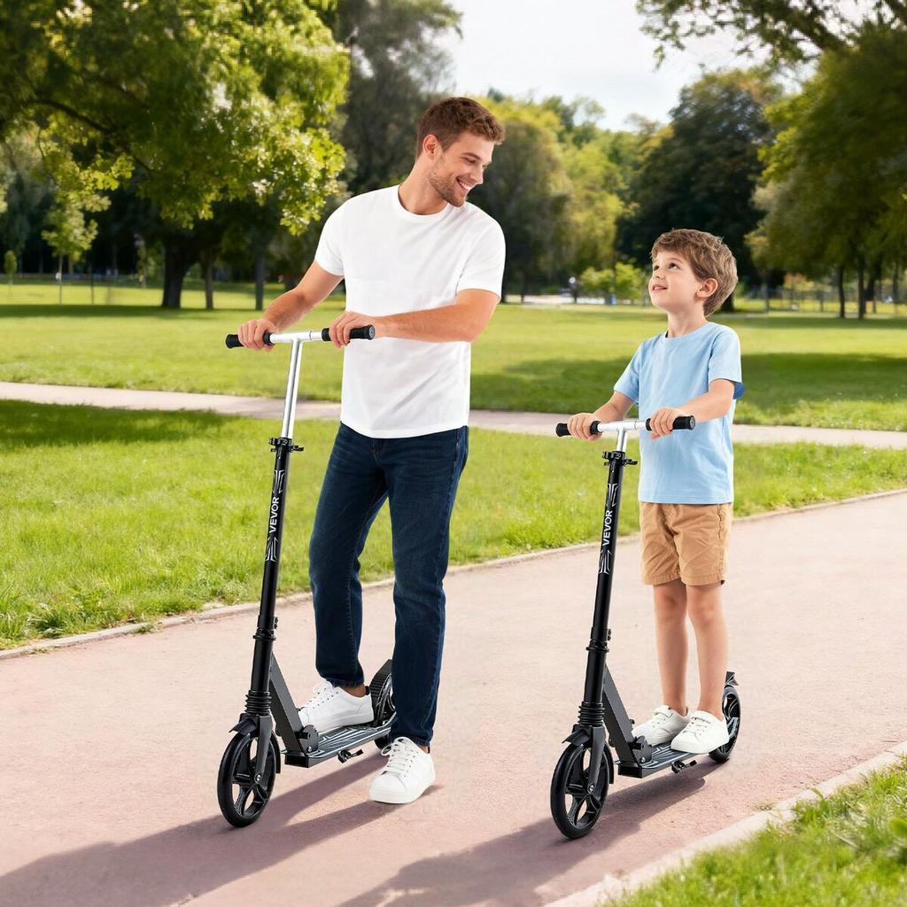 Kick Scooter for Kids Ages 8+, Teens & Adults, 2-Wheel Toddler Scooter with Adjustable Height Handlebar, Wide Anti-Slip Deck, Foldable Lightweight