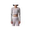 Adidas X Stella McCartney Co-Branded Stripe Crop Long Sleeve Fitness Top Women Tops Grey HR4511