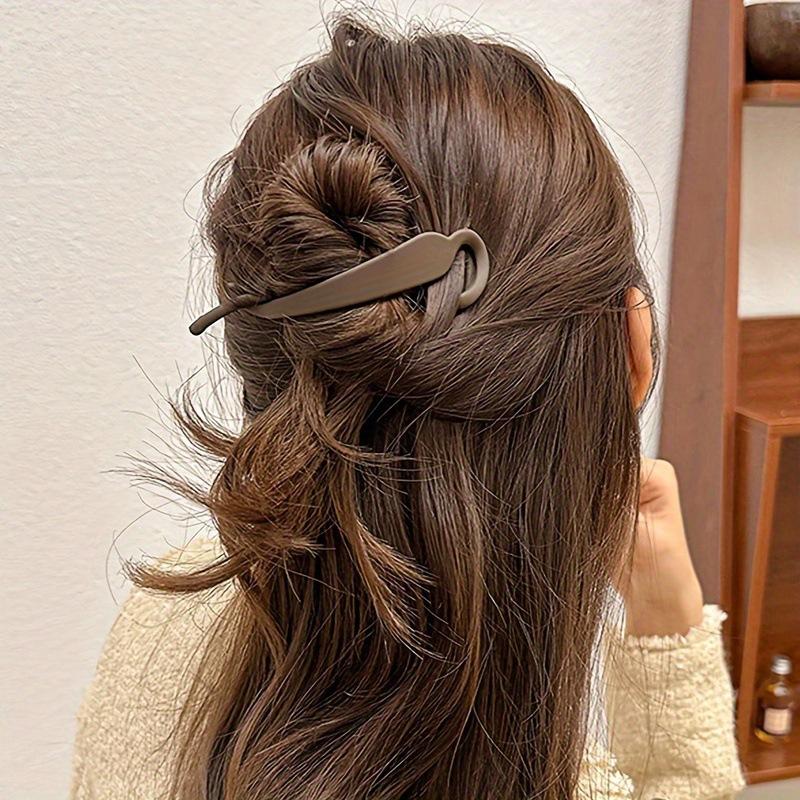 2Pcs Matte Hair Clamps, Black & Brown Banana - Shaped Clips, Trendy Hair Accessories For Women'S Chic Updos