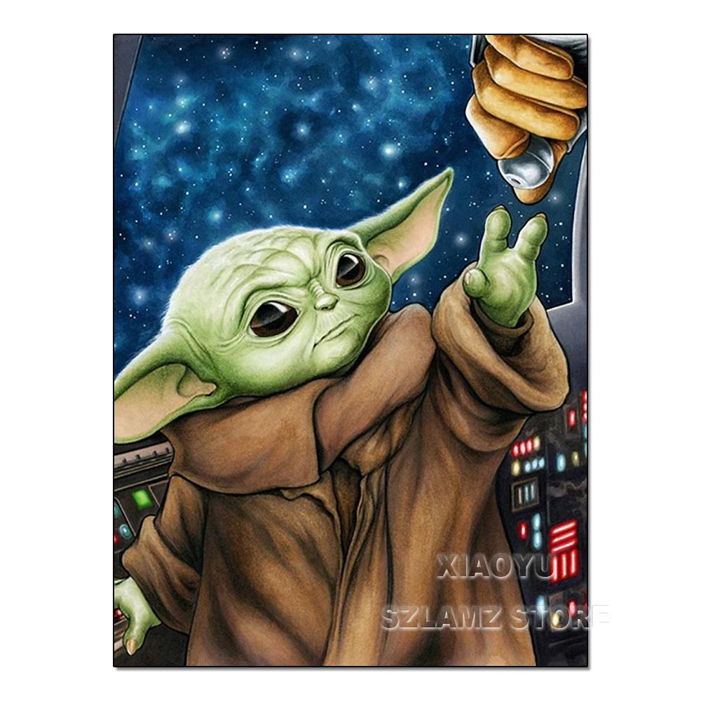 Diamond Painting Yoda Rhinestone Picture Cartoon Full Round Drill Mosaic Embroidery Mandalorian Home Decor Gift